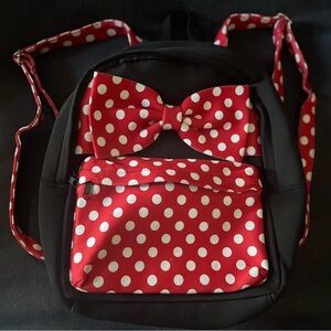 Charming Red Polka Dot Minnie Mouse backpack.